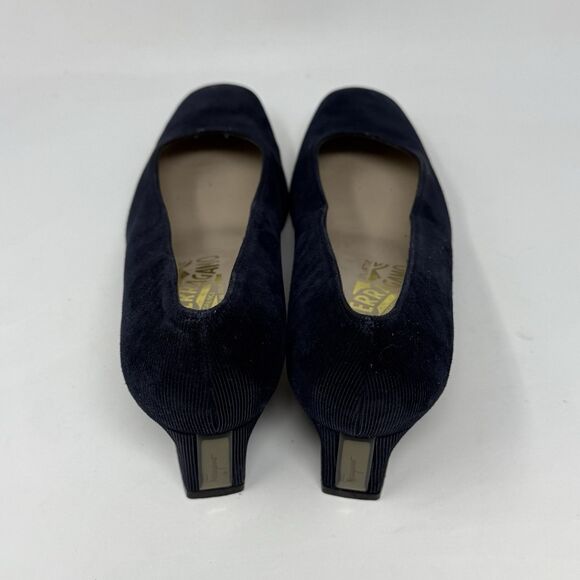 Salvatore Ferragamo Shoes Womens 6.5 B Blue Textured Suede Pumps Heels Italy - Picture 7 of 16